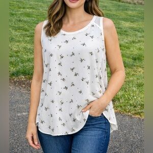 -TORRID Bee & Polka Dot White & Black Sleeveless Sheer Tank Women’s Size 1/ 1X